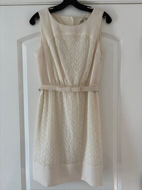 Max & Cleo Cream Eyelet Belted Mini Dress